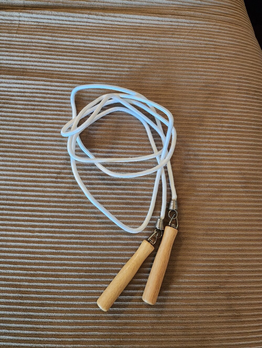 White Jump Rope with Wooden Handles